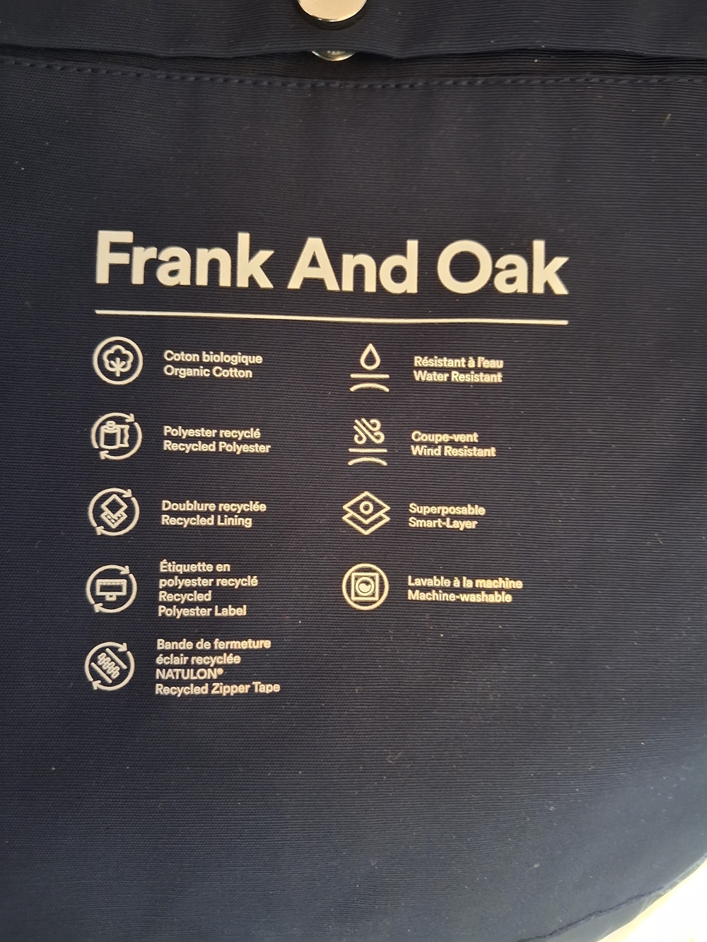 Frank & Oak Navy Heavy Lined Field Jacket with Hood - Picture 6 of 6